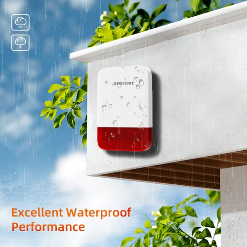 Imagen 2 del producto Staniot-sirena estroboscópica inalámbrica, 120dB, alto decibelio, soporte impermeable para interiores/exteriores, carga de Panel Solar, batería integrada de 5000mAh