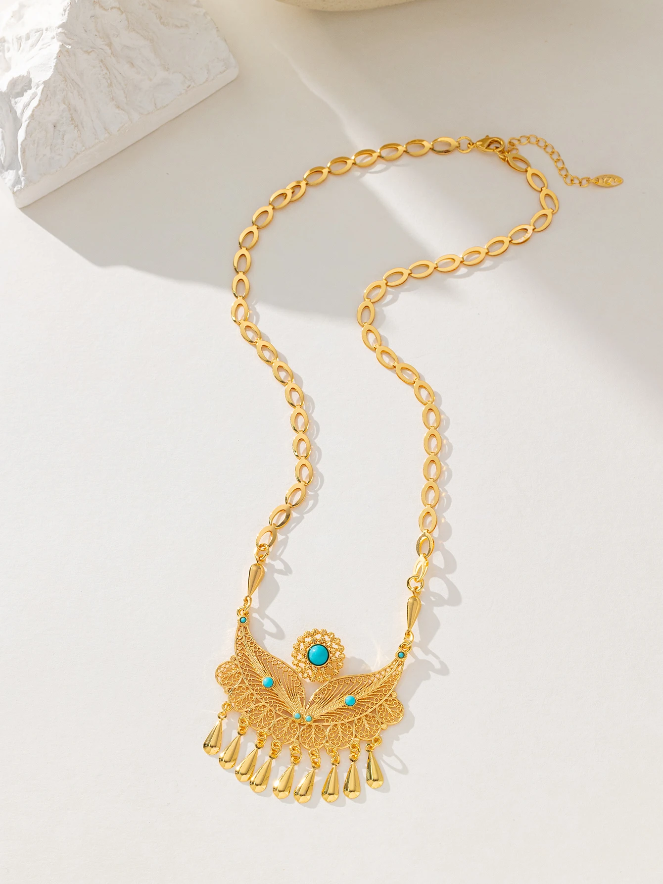 1PC copper gold-plated pendant necklace Muslim Middle Eastern ladies classic water drop necklace Arabic wedding bridal jewelry