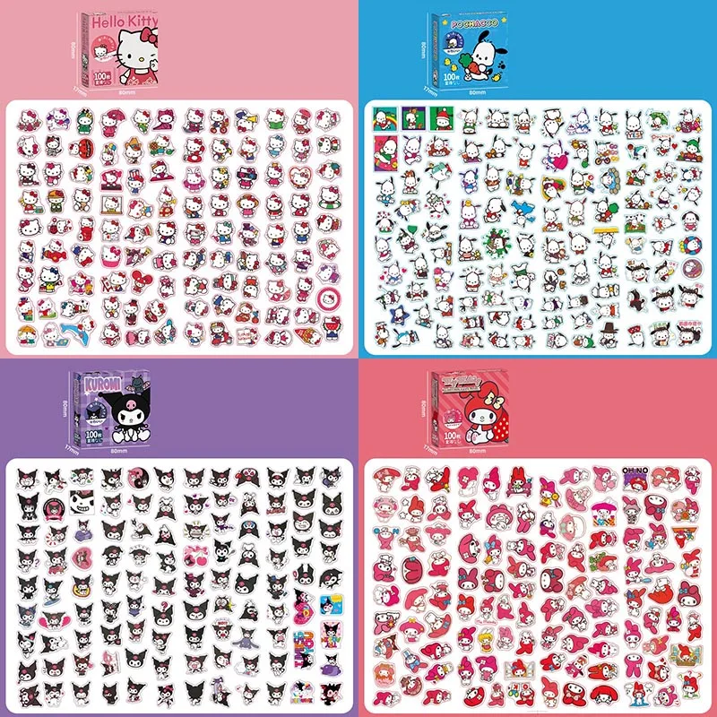 

24box/lot Sanrio Melody Cinnamoroll Kuromi Stickers Set Cute Kitty Scrapbooking DIY Diary Decorative Sticker Album Stick Label