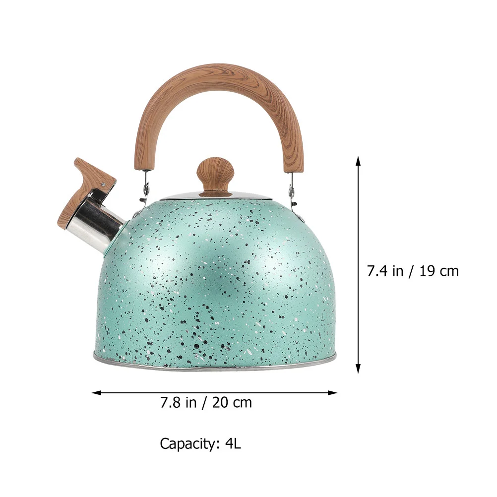 Teapots over Stainless Steel Flat Bottom Kettle Whistle Large Capacity (3l Green) Whistles Coffee Machine Whistling Wood