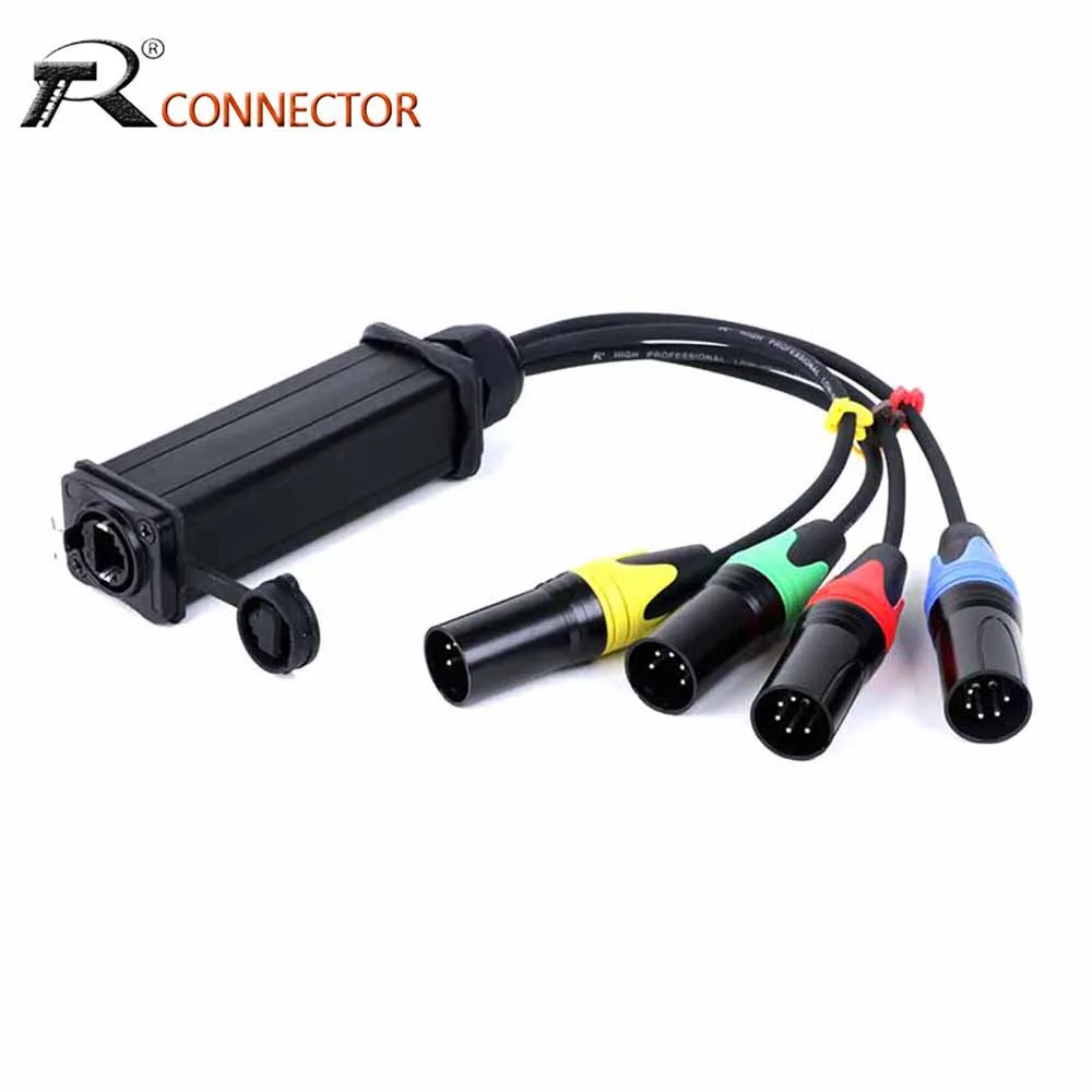 

STP RJ45 Cat6 to 4 Channel 5Pin XLR M/F Multi Network Receiver for Live Stage-XLR,DMX Channels Over RJ45 Cat5/6 Ethernet Cable