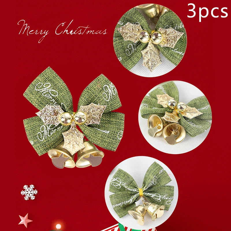 3Pcs Bow Christmas Decorations Xmas Tree Pendant Ornament For Home Room Decor Toy