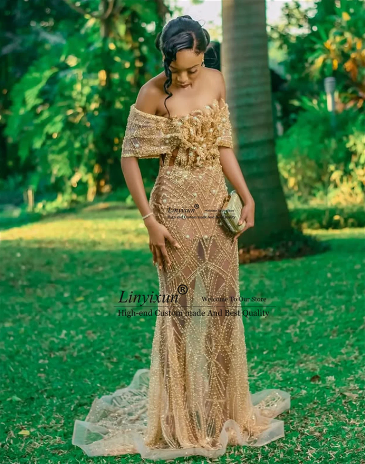 

Stunning Sequins Crystals Mermaid Prom Dresses Off Shoulder Evening Party Gowns African Aso Ebi Dubai robes de soirée Customized