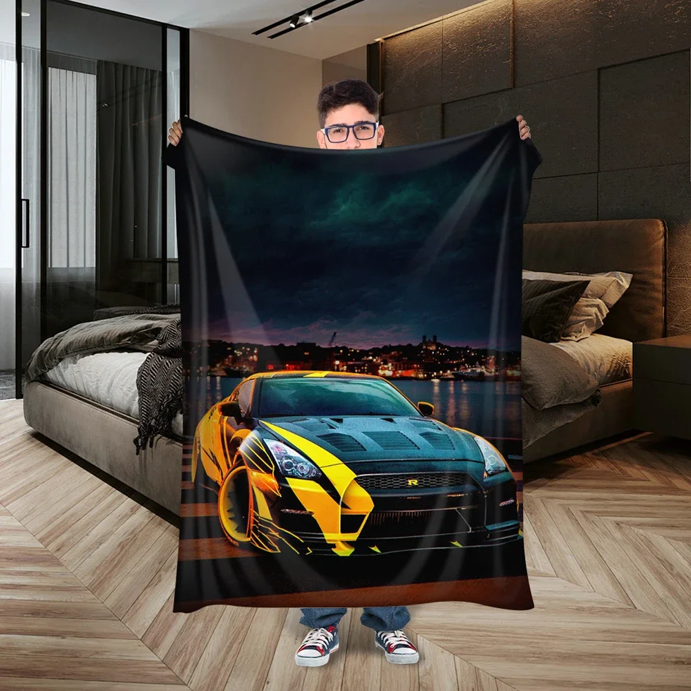 

Flannel Blanket Racing Car Print Soft Cozy Bed Sofa Throw Cover