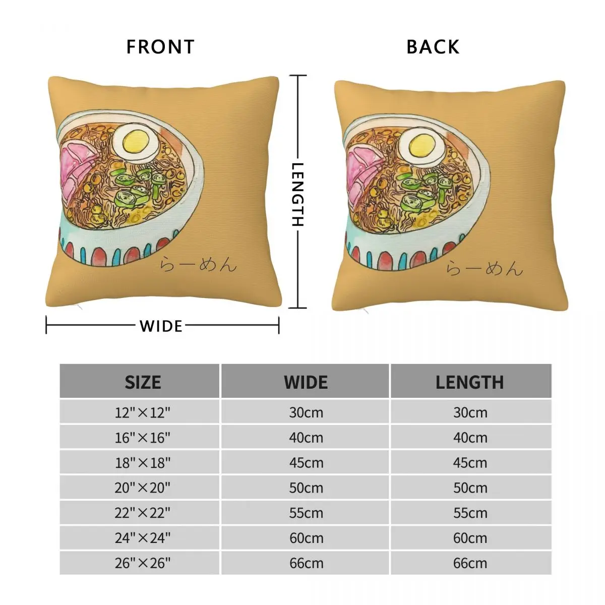 Ponyo Ramen Square Pillowcase Polyester Linen Velvet Creative Zip Decorative Pillow Case Sofa Cushion Cover