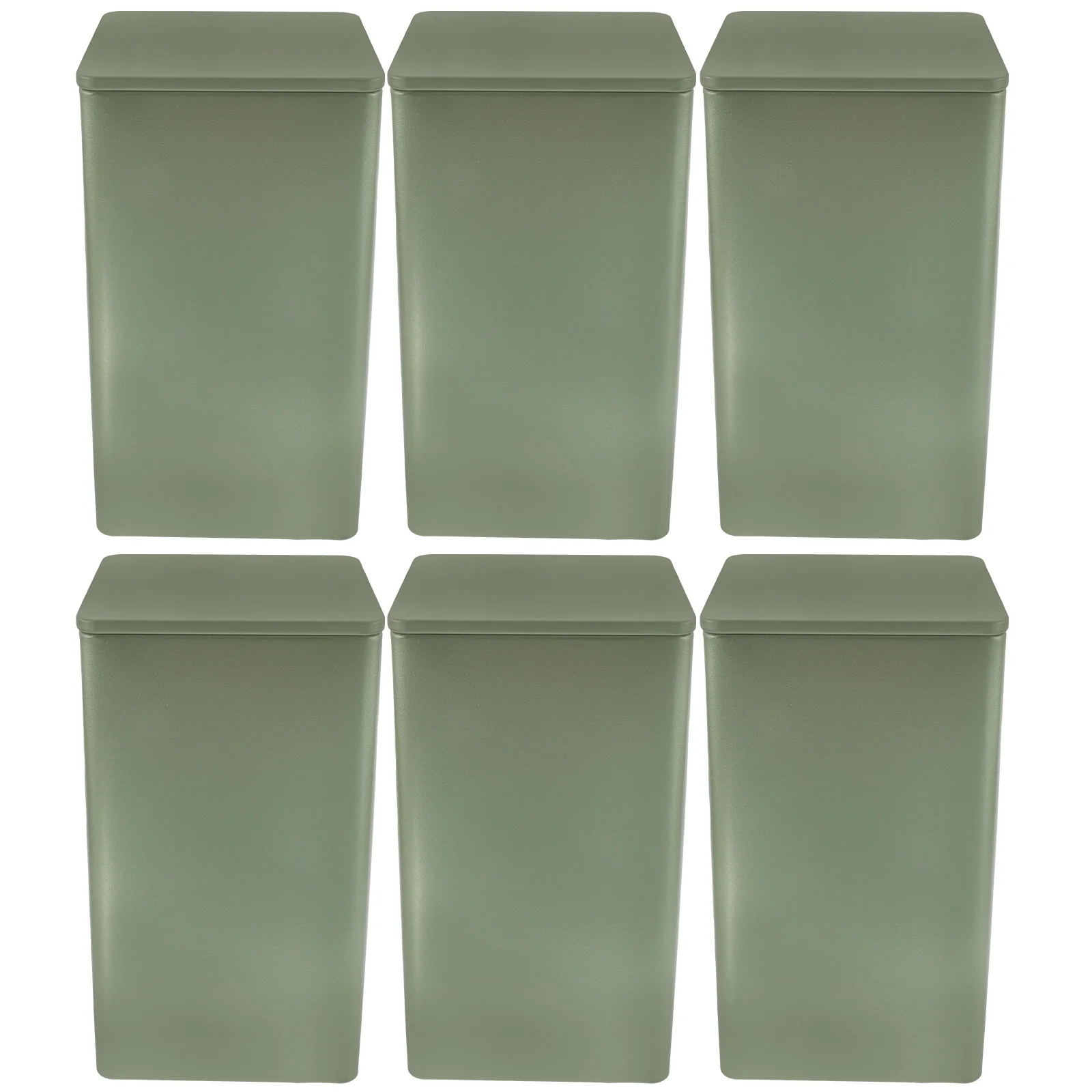 

6pcs Tin Square Tinplate Box Black Tea Jin Longjing Pu'er Large Light Green Airtight Storage Container Coffee Bean Jar C
