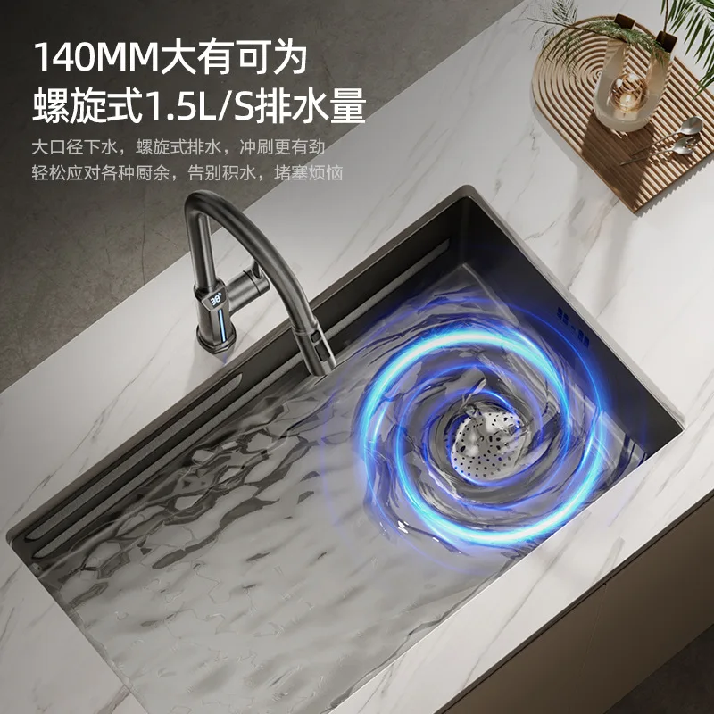 5Mm extra thick liner 1.5mm304 stainless steel handmade sink slag collection large single tank side drainage