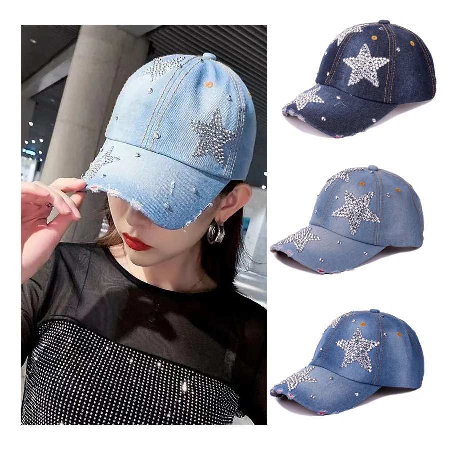 Summer women's Baseball Cap Dotted Diamond Baseball Cap Worn Cowboy Duck Tongue Hat Sunshade Casual Sports Baseball Caps