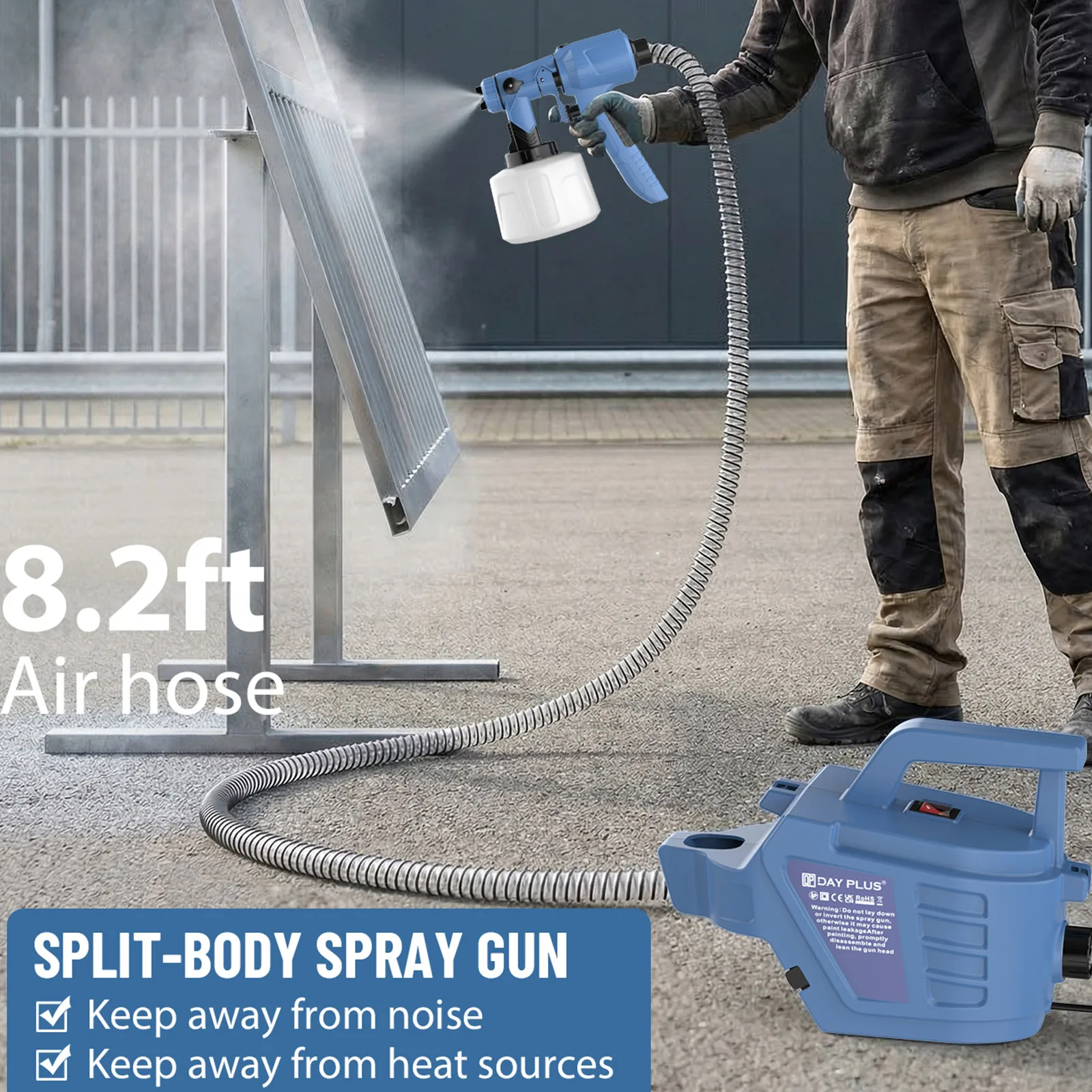 Elektrischer Farbsprüher Dayplus Airless HVLP Handspritzpistole für Gartenzaun DIY
