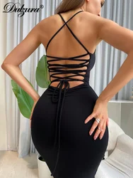 Dulzura Backless Cross Straps Midi Maxi Dress Sleeveless 2024 Spring Autumn Women'S Sexy Clubwear Birthday Evening Party