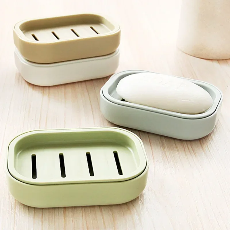 1Pcs Portable Soap Dishes Double-layer Plastic Soap Box Household Bathroom Drain Soap Tray Bathroom Soap Box With Cover