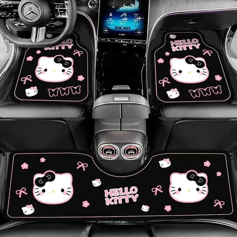 Hello Kitty cartoon car foot pads crystal velvet back row integrated dirt-resistant anti-tick truck universal foot pad wholesale