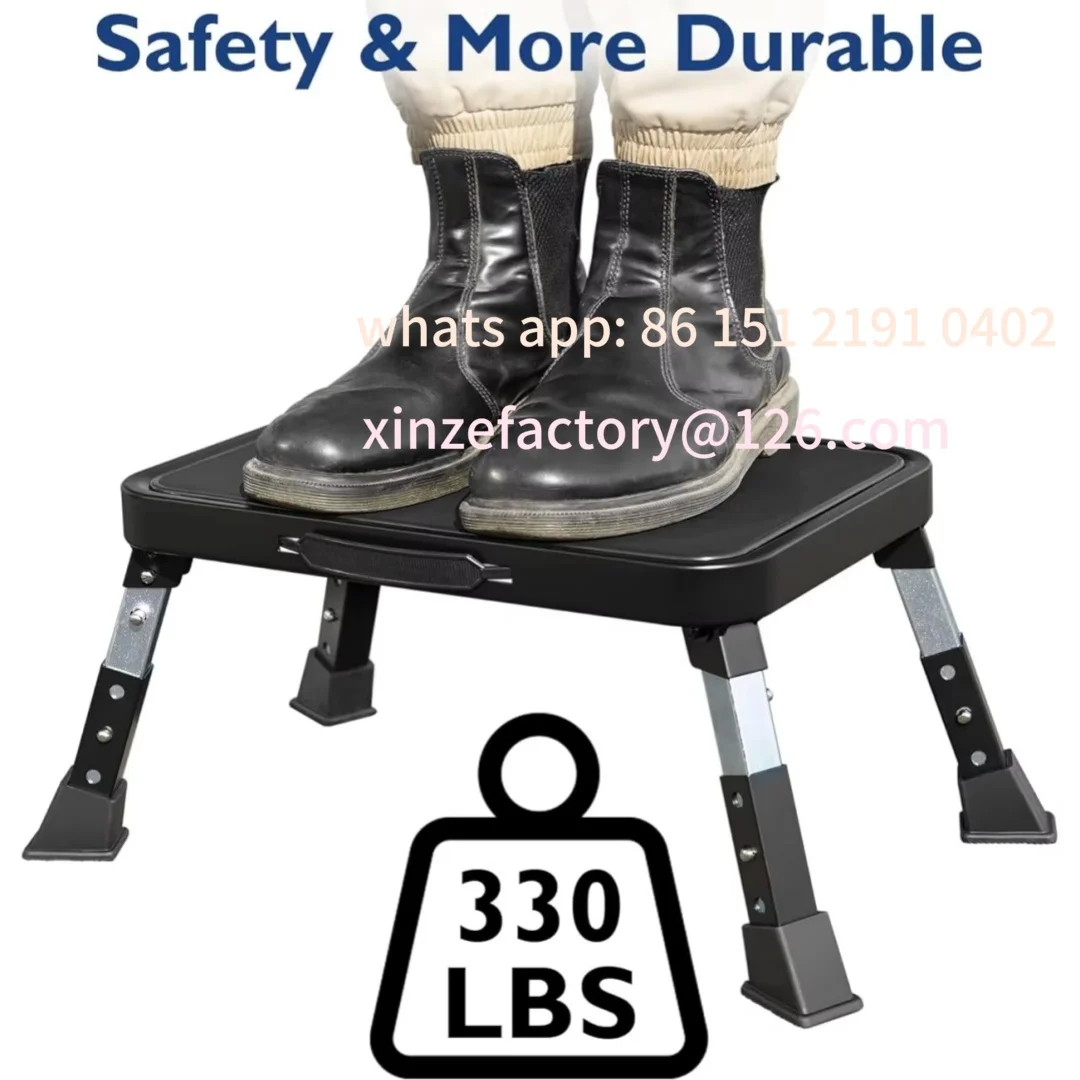 Customizable 3-speed adjustable folding step stool for adults and seniors, sturdy and stable step stool safer metal step stool