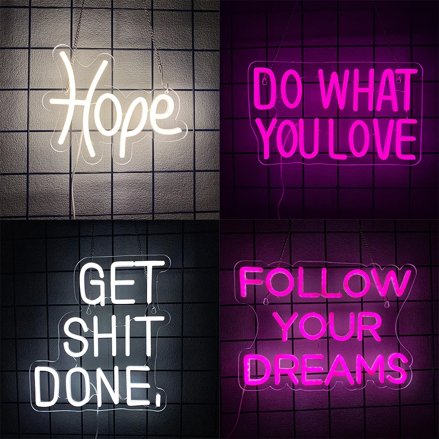 Encouragement Quotes Led Neon Sign, Letter Icon Wall Decor, Usb Powered, Bedroom, Library, Cafe, Classroom, Dormitory Wall Lamp.