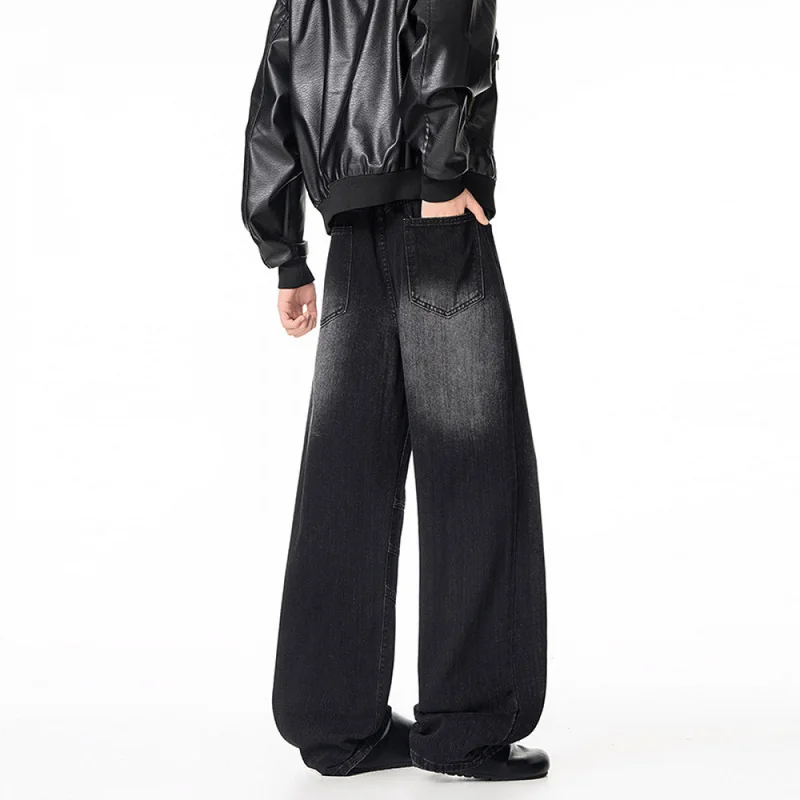 QICHE 2026 Unisex Deconstructed Wrinkle Washed Jeans, Spring Autumn Loose Vintage Distressed Flare Straight Long Pants