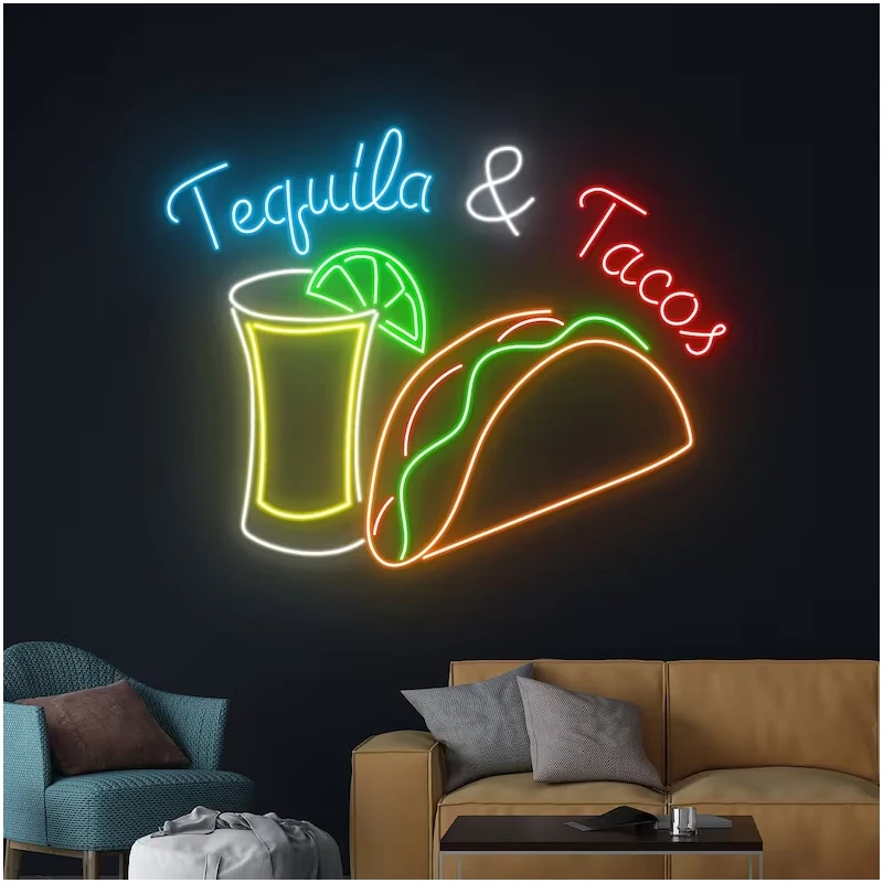 Imagem -05 - Tacos Neon Led Sign Light Comida Mexicana Tacos e Cervezas Neon Lights Street Decor Loja de Tacos