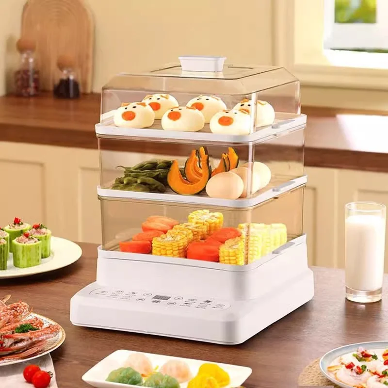 Automatic 800-watt electric steamer Microcomputer control Multifunctional household intelligent three-layer cooking