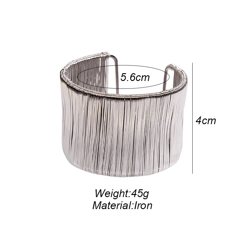 Fashion Exaggerated Wire Charm Bracelets Bangle For Women Punk Gold Silver Color Open Adjustable Bracelet Party Casual Jewelry