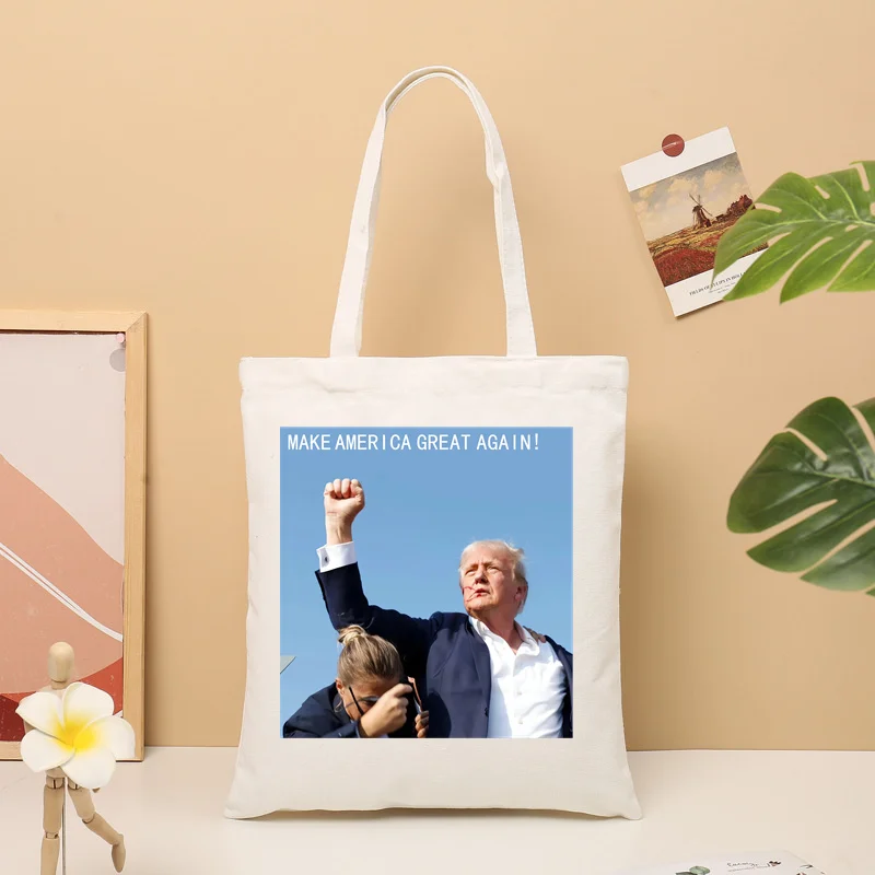 Sacola de grande capacidade para mulheres, bolsa de lona casual, fazer a América grande novamente, compras sacos de ombro, Donald Trump EUA, novo