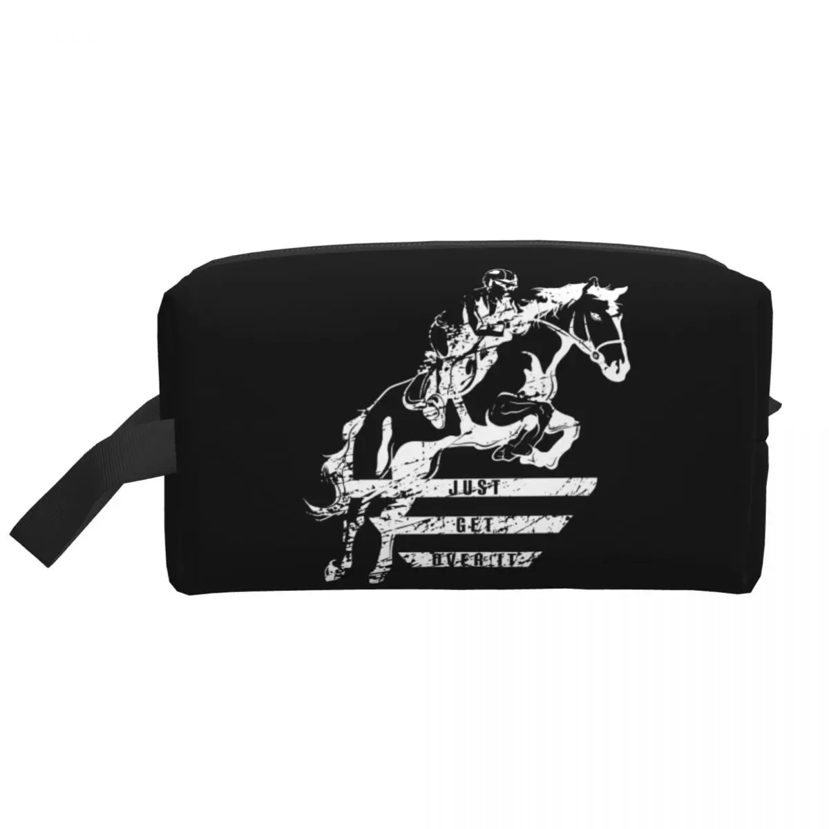 Custom Show Jumping Horse Toiletry Bag Portable Equestrian Sports Cosmetic Makeup Organizer Women Beauty Storage Dopp Kit Box