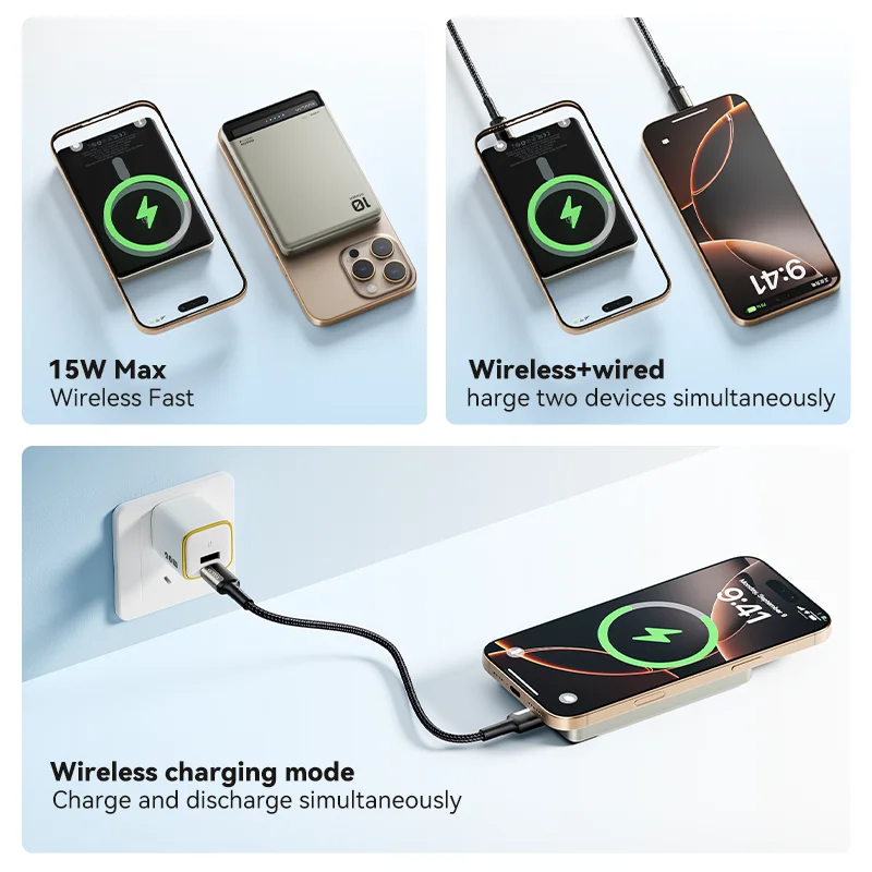 Kuulaa banco de potência magnético 10000ah carregador portátil sem fio 20w carregamento rápido para magsafe para iphone 16 15 14 por max powerbank