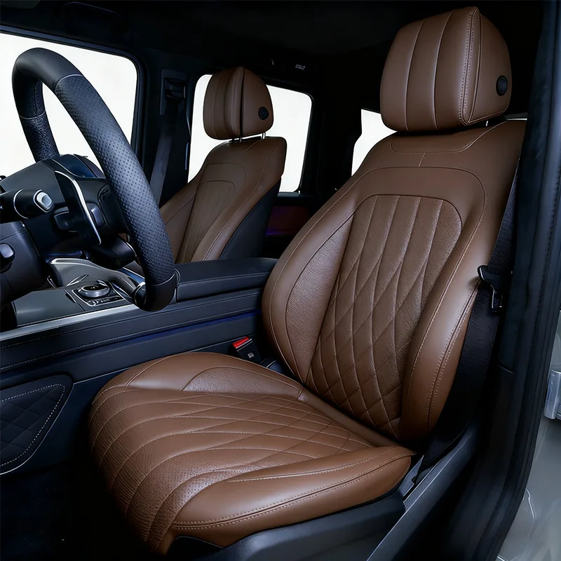 Nappa Leather Car Seat Covers Luxury Quilted Auto Seat Protectors Airbag Compatible 5-seater carseat covers