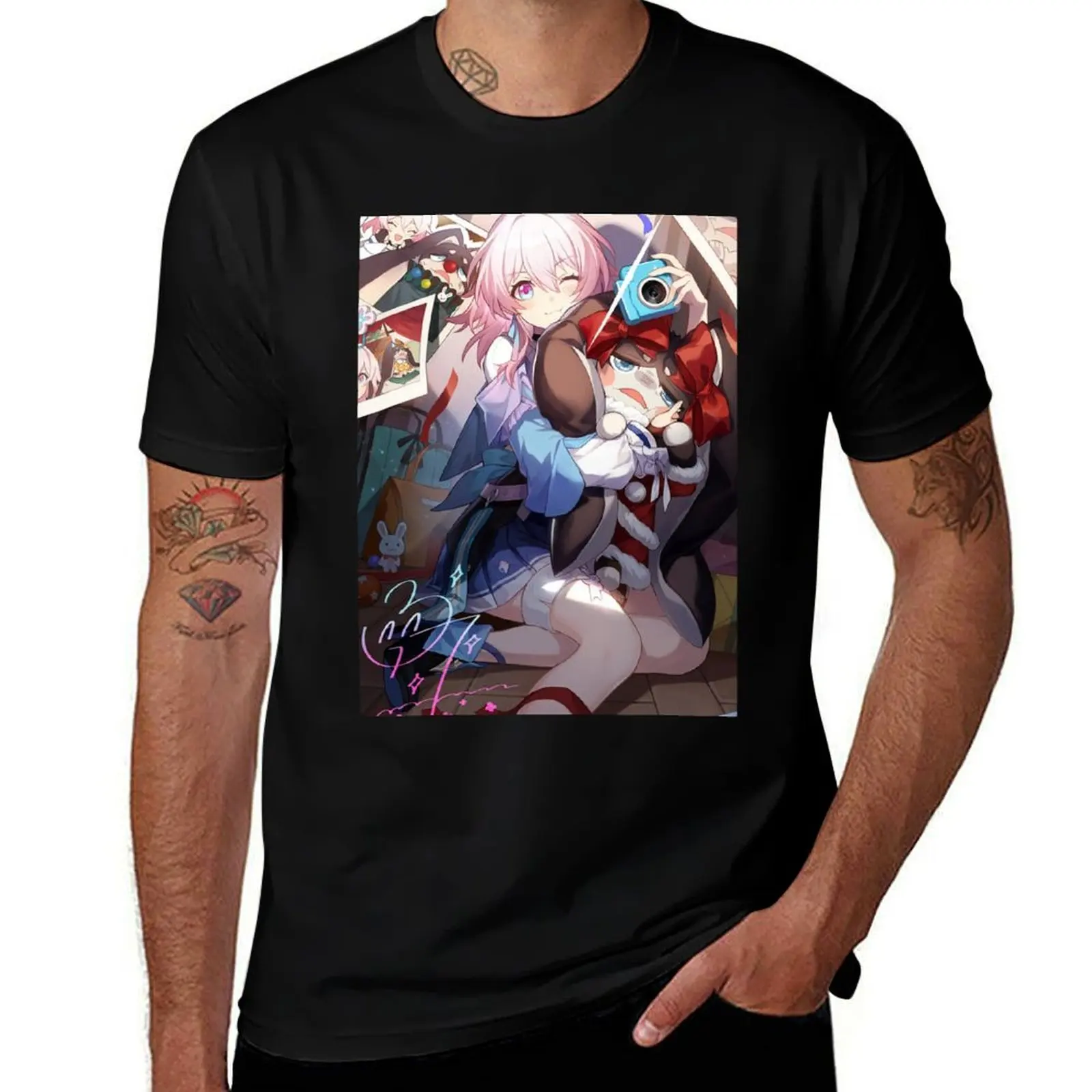 

Honkai Star Rail Cute March 7th Pom Pom T-Shirt plus size clothes sports fans men clothings
