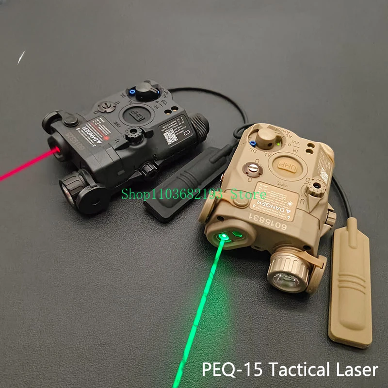 Tactical PEQ15 IR Laser Indicator Red Green Dot/White LED Weapon Laser Fit 20MM Rail Airsoft Outdoor Hunting Aiming Laser