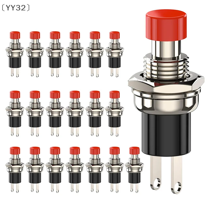 〔YY32〕20pcs Momentary Push Button Switch, 1A 250VAC SPST Mini Pushbutton Switches Normally Open(NO) Black & Red Cap - view 2
