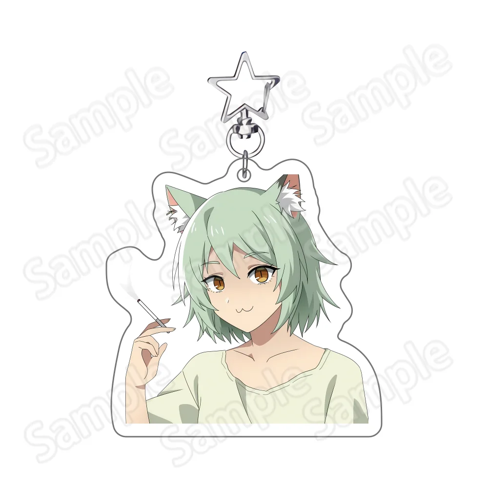 Anime Chainsmoker Cat Yani Neko Manga Neu 6cm Acryl-Standee Schlüsselanhänger Lustiger Katzenmädchen-Charakter Desktop-Ornament Sammlerstück – Detail 3