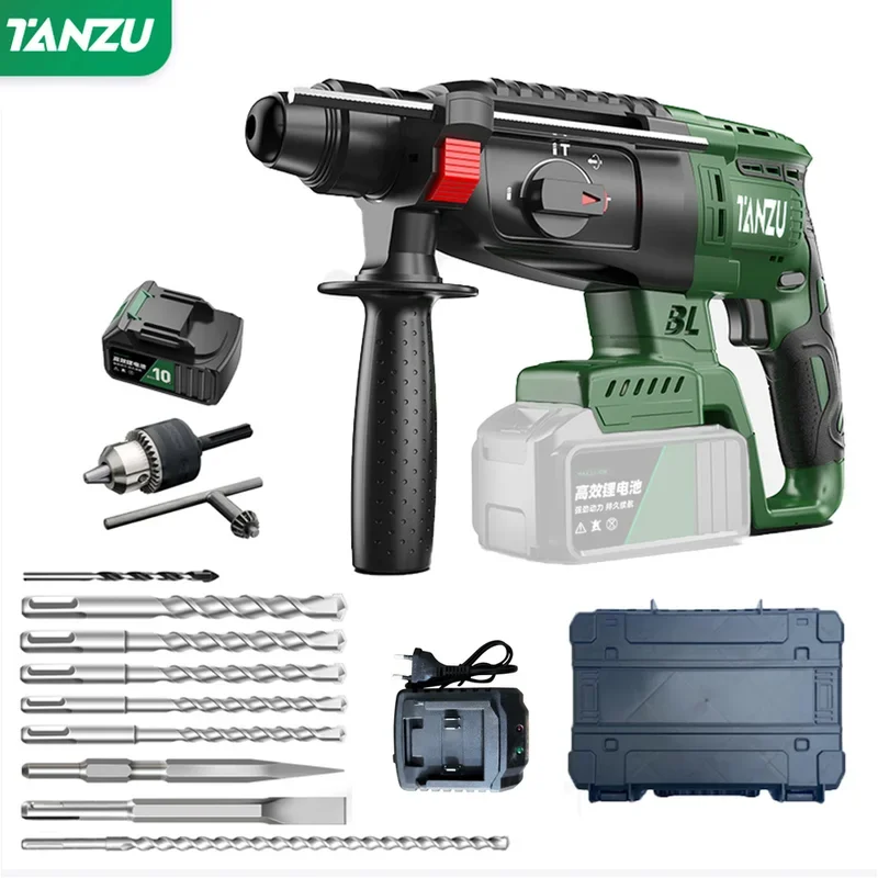 Brushless Electric Hammer 21V Impact Drill Cordless Drill Multifunction Rotary Rechargeable Li-ion Battery Power Tools Tanzu