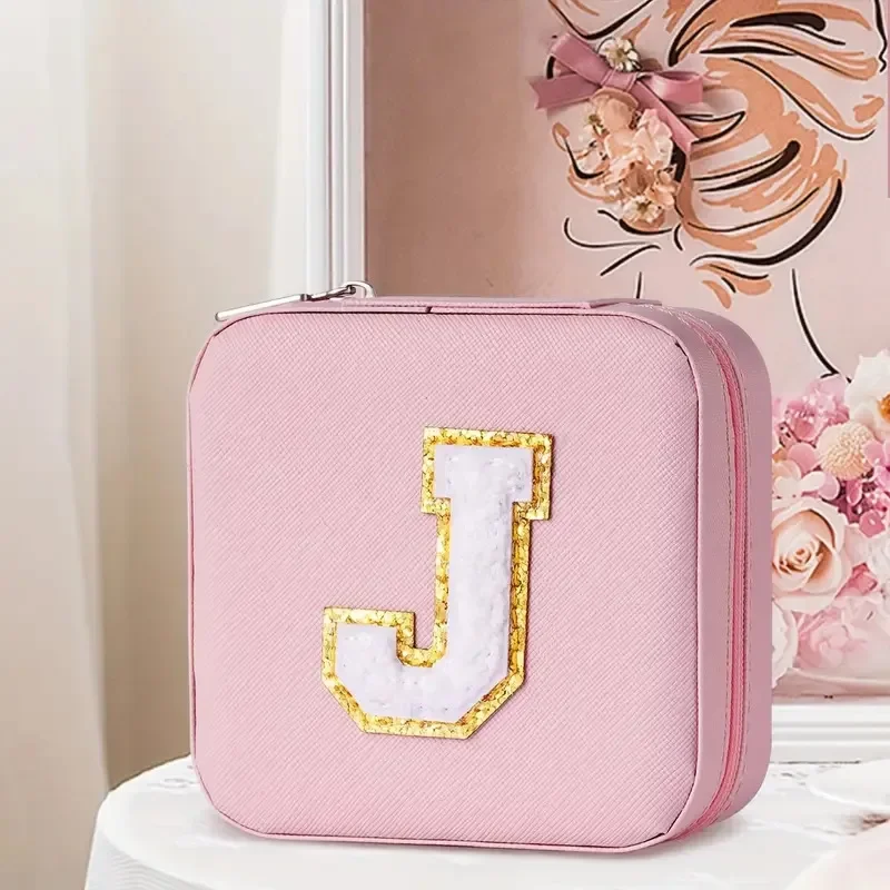 PU Leather Creative English Letter Jewelry Box Waterproof Earrings Rings Necklaces Storage Boxes Portable Jewelry Box for Travel