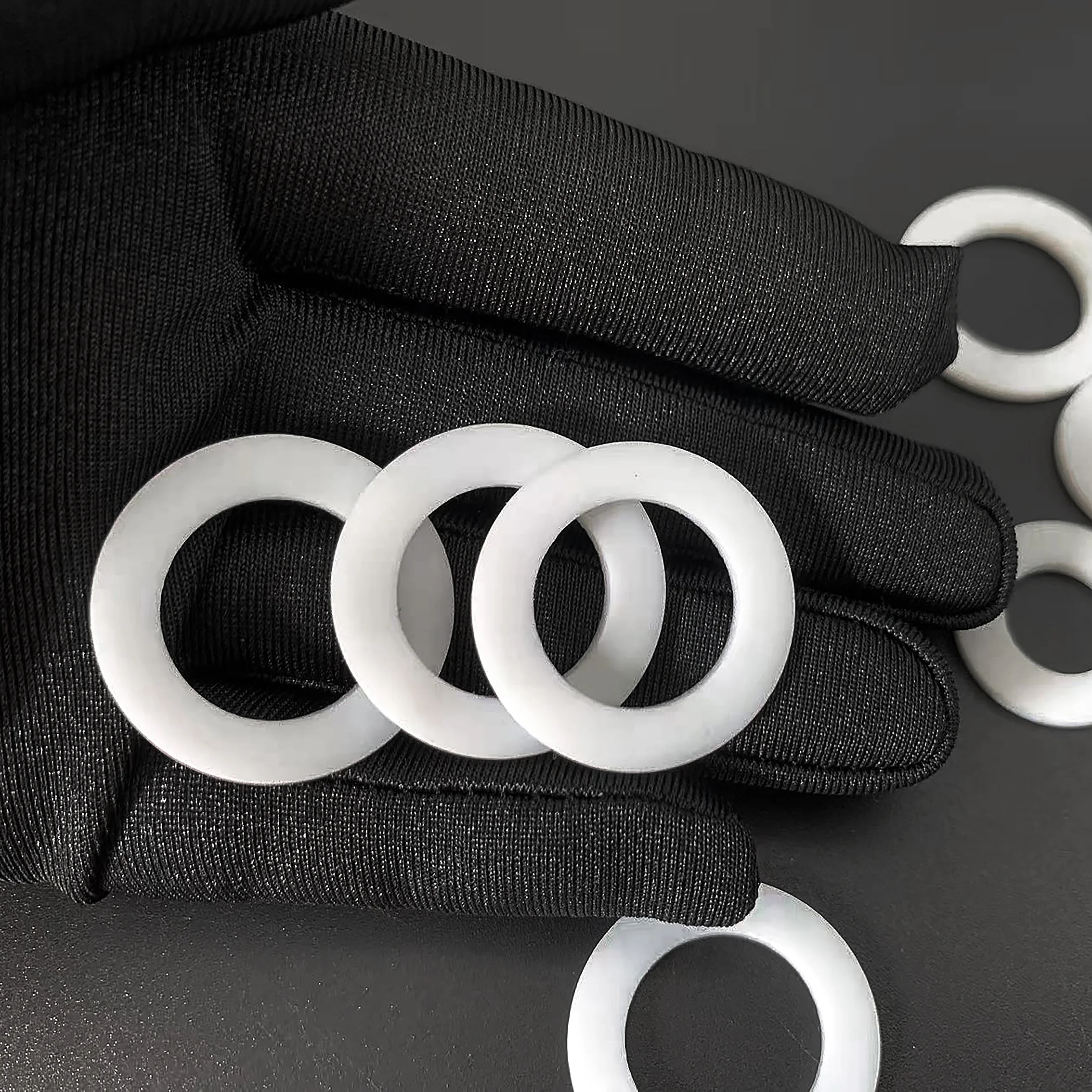 ارتفاع درجة الحرارة مقاومة PTFE وسادة مسطحة البلاستيك الملك شفة الأبيض ختم طوقا العزل الكهربائي الجيد 10/100 قطعة CS 0.8 مللي متر #1