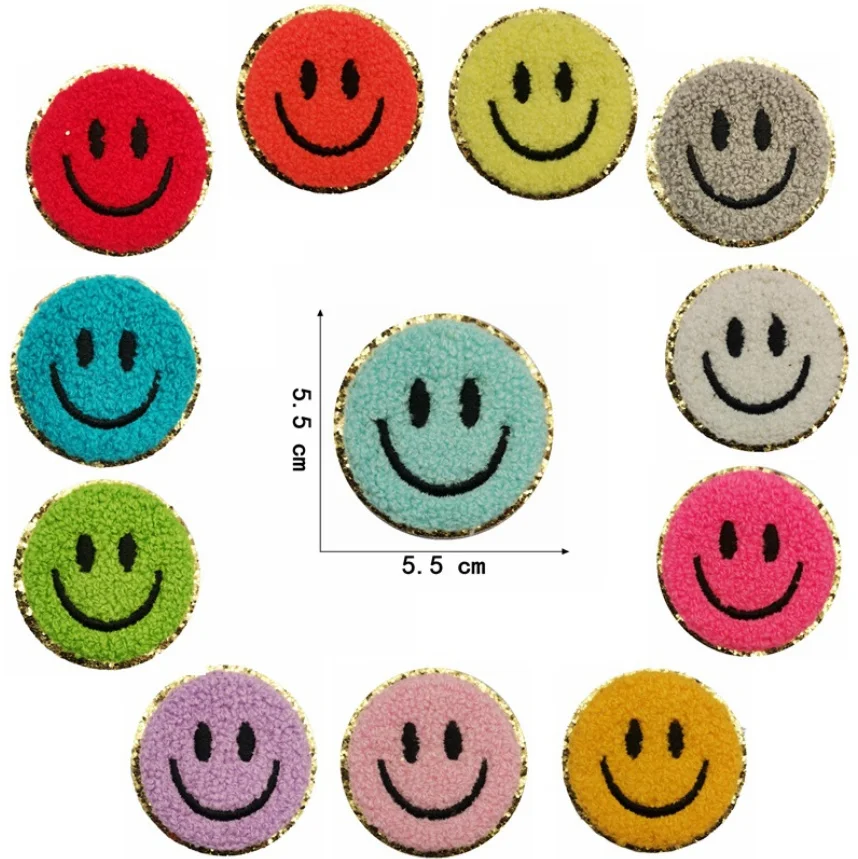 10 Pcs Smiling Series Embroidered Patches Iron Stick On Clothing Hat Bag Shoe Repair Material Phone Gift Box Decor DIY Accessory