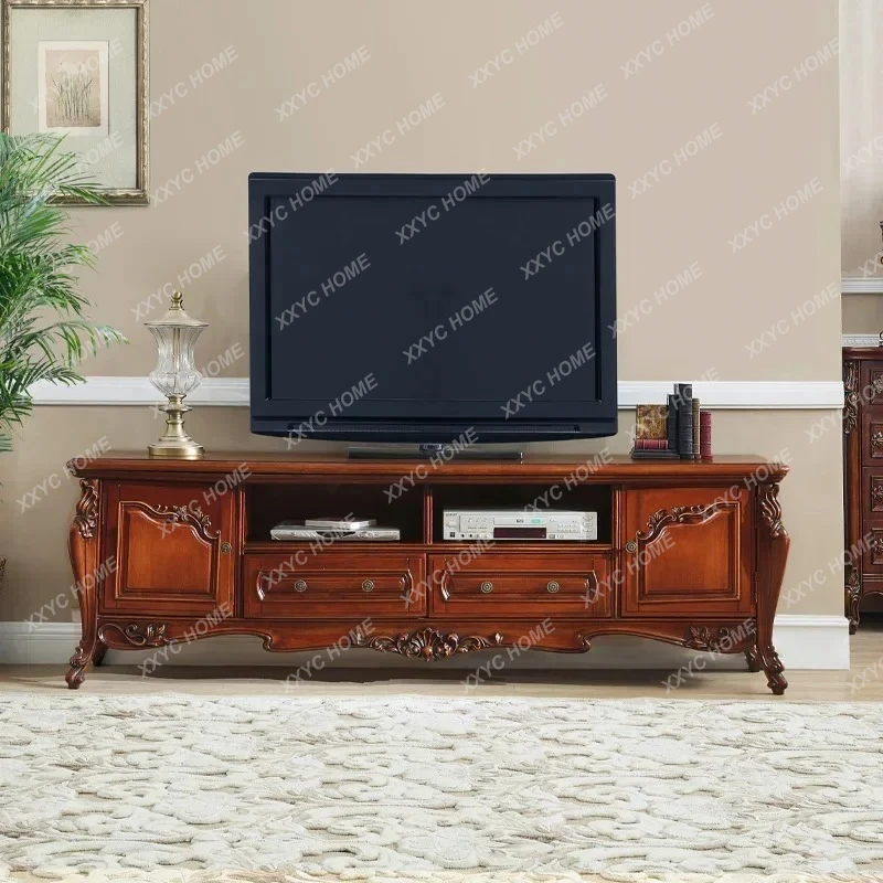 Q  pure solid wood TV cabinet engraving