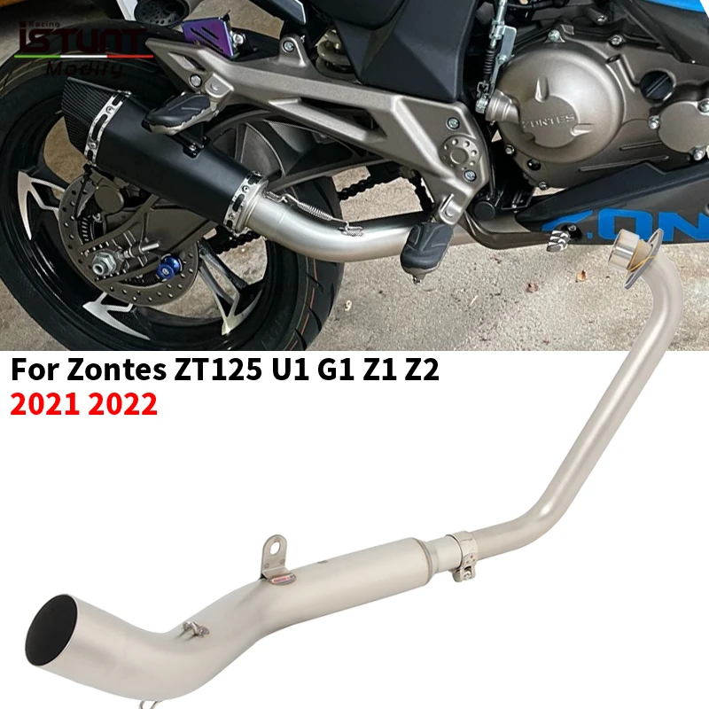 Dla Zontes ZT125 U1 G1 Z1 Z2 2021 2022 motocykl wydechowy Moto pełny układ zmodyfikowany przód rura łącząca 51mm