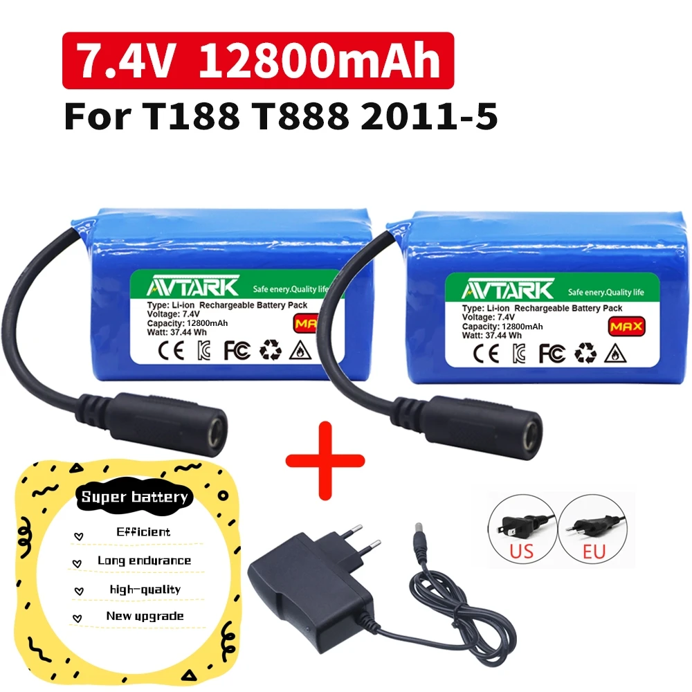 

Brand New Replacement Battery Pack for T188 2011-5 T888 V007 H18 C18 Remote Control Fishing Bait Boat - 18650 7.4v 12800mAh