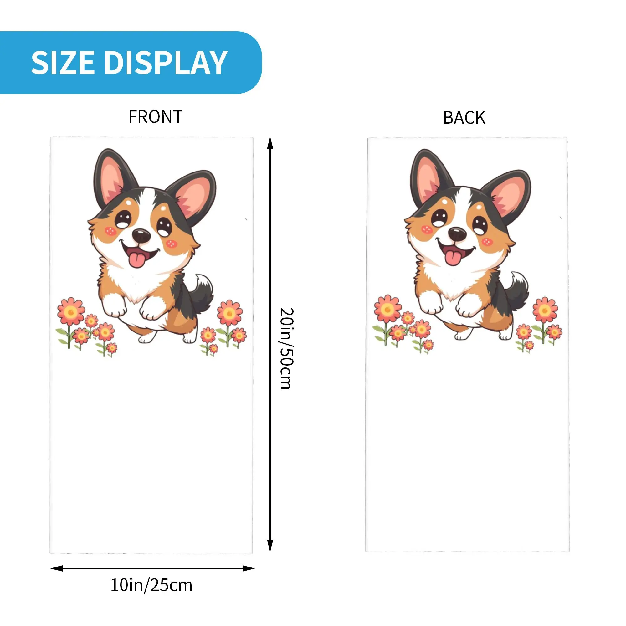 Kawaii Tricolor Corgi في الحديقة باندانا غطاء الرقبة المطبوعة التفاف وشاح متعدد الاستخدام أغطية الرأس تشغيل للجنسين الكبار يندبروف
