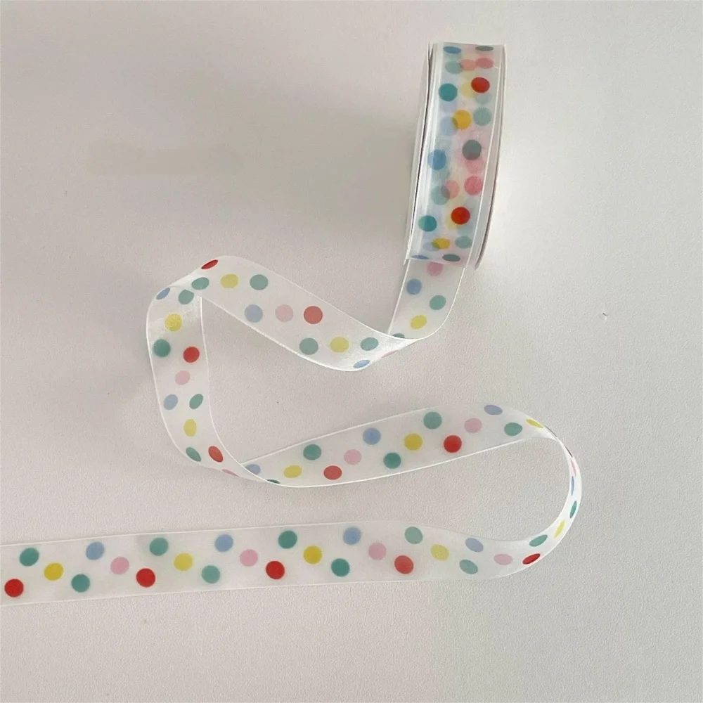 Colorful Gift Wrapping Ribbon Bowknot Polyester Gift Box Decorative Ribbon Clear Polka Dots Packaging Box Ribbon