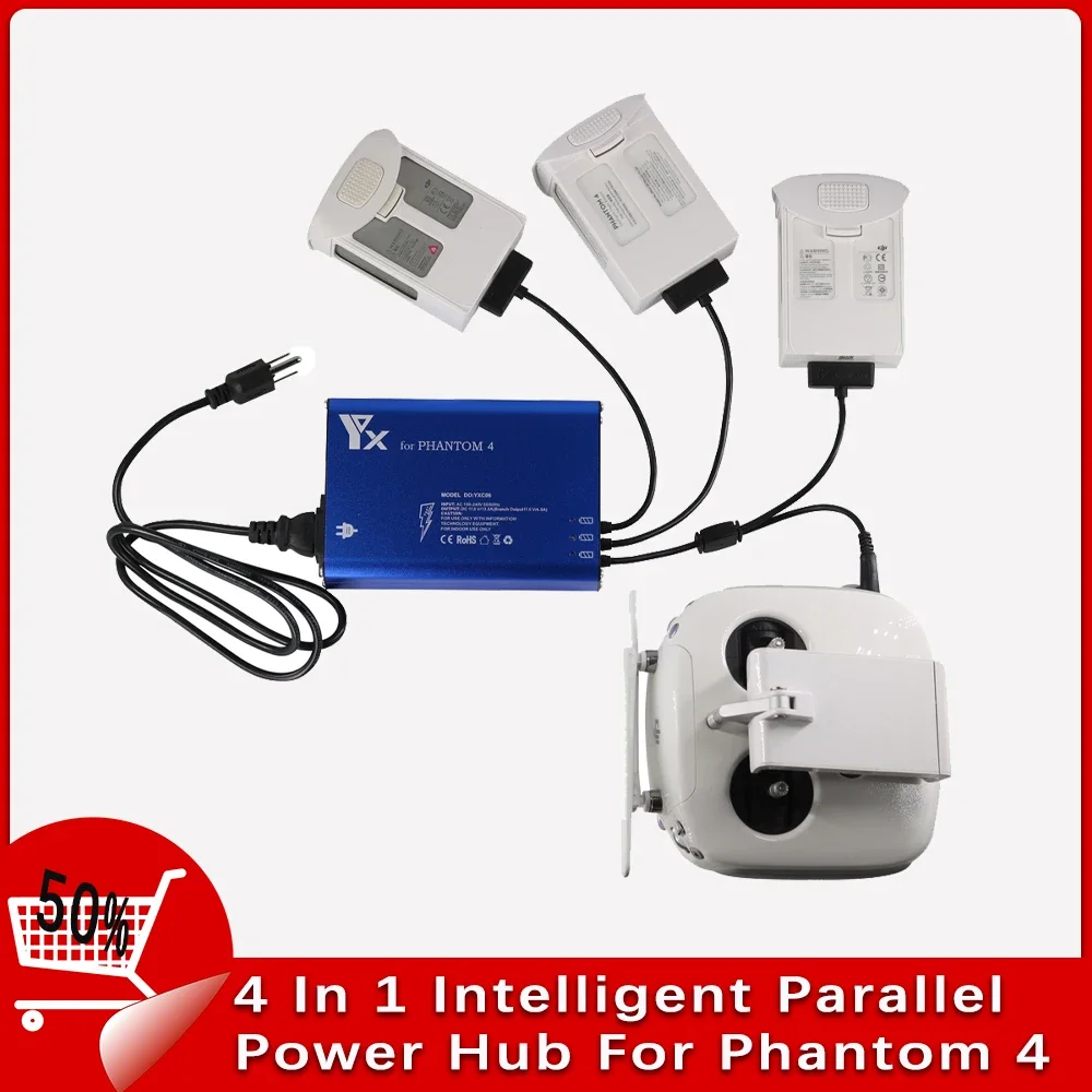 SALE 4 In 1 Intelligent Parallel Power Hub For  Phantom 4.4pro Advanced Drone Battery Remote Control Quick charger Parts