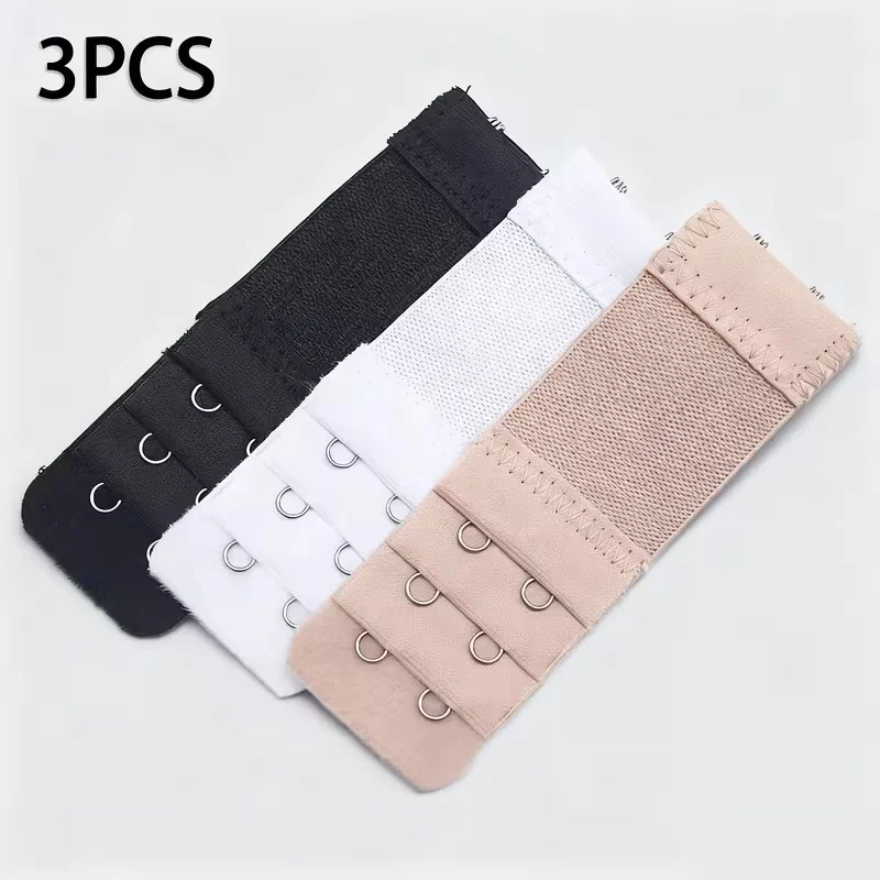 3pcs Set Elastic 2-Row Bra Extender Clips Adjustable Lingerie Accessories Hook Clip Expander Adjustable Buckle for Bra Extension
