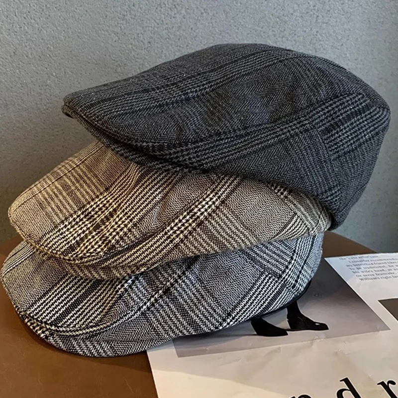الأزياء البريطانية القبعات الرجال عالية الجودة الخريف الشتاء الصوف قبعة متعرجة قبعة مسطحة الكلاسيكية الفنان الرسام قبعة الذكور قبعات البيريه