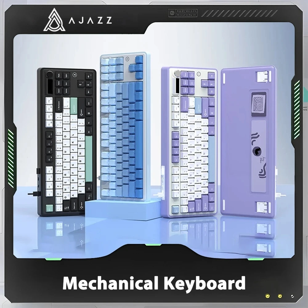 

Ajazz Ak870 Mechanical Keyboard Three mode Hot Swap Custom Screen Knob Wireless Gaming Keyboard Gasket RGB Pc Gamer Gift