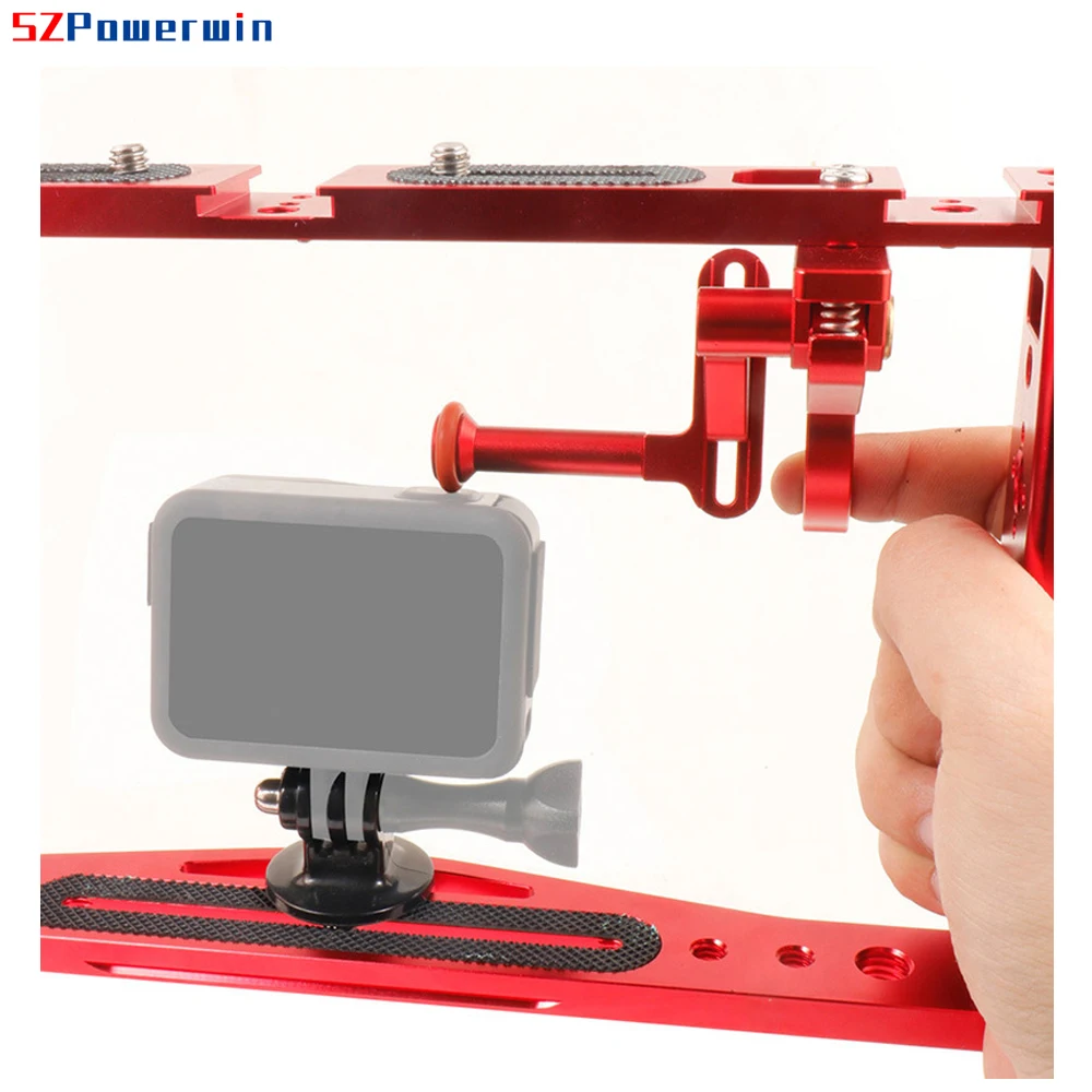 Powerwin CNC aluminio multifunción extensión marco jaula zapata fría para GoPro DSLR cámara SLR Vlog teléfono micrófono luz LED