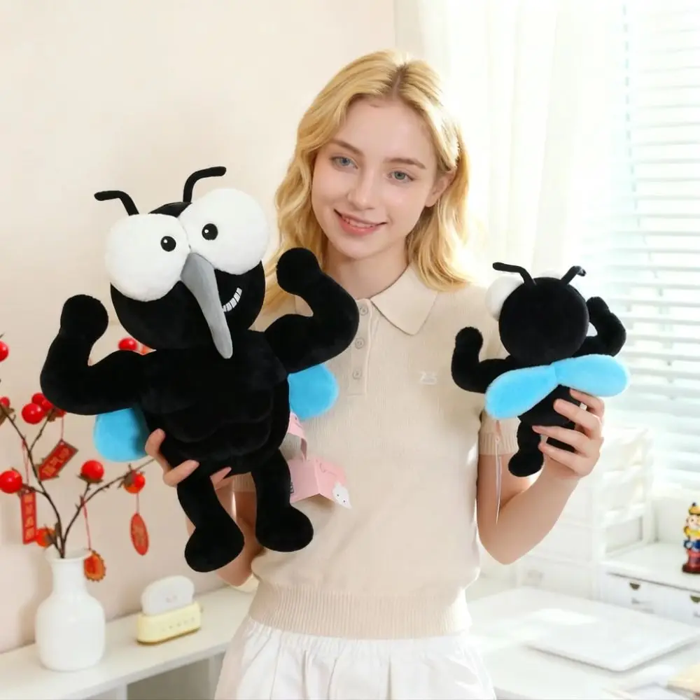 Soft Plush Mosquito Plush Toy Funny Design Black Blue Color Muscle Mosquito Plush Muscular Style Stuffed Mosquito Doll