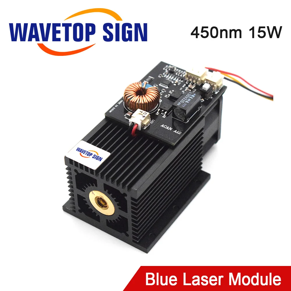 

SignkoRay Высокая мощность 450 нм Синий лазерный модуль 15 Вт DIY Лазерная гравировка Резка 450 нм Синий лазерный модуль 15 Вт