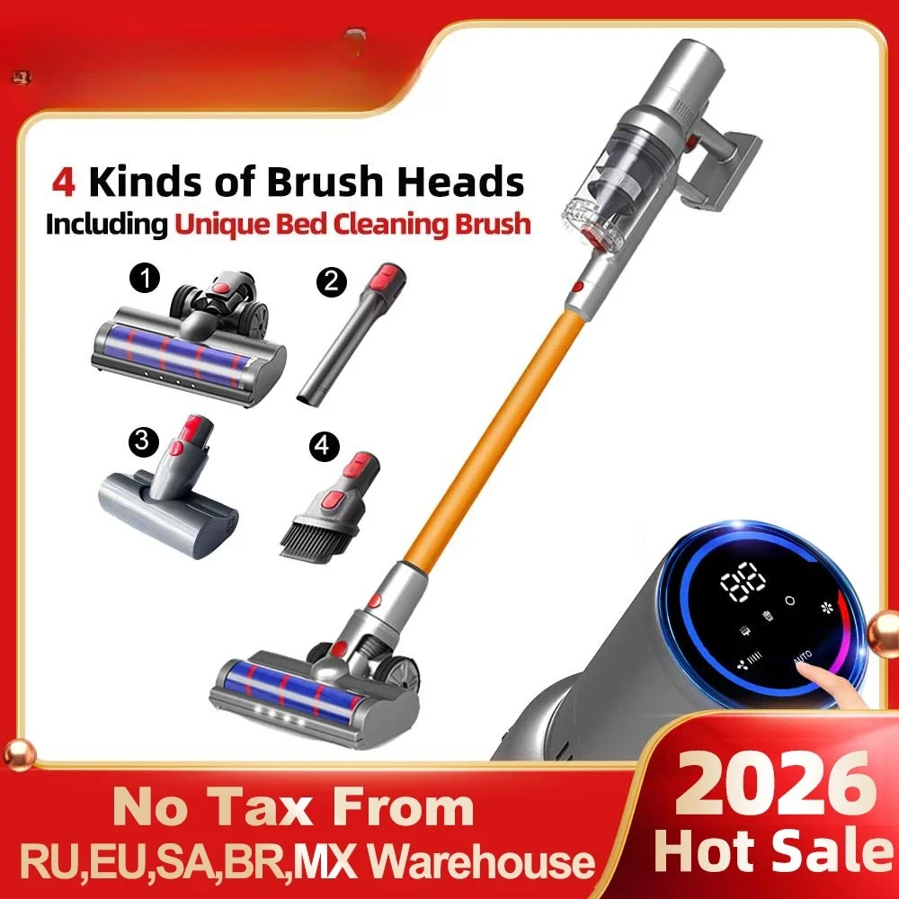 27000PA Wireless Handheld Vacuum Cleaner with Touch Screen Smart Dust Sensor Auto‑Adjust Suction for Home Car Bed Carpet