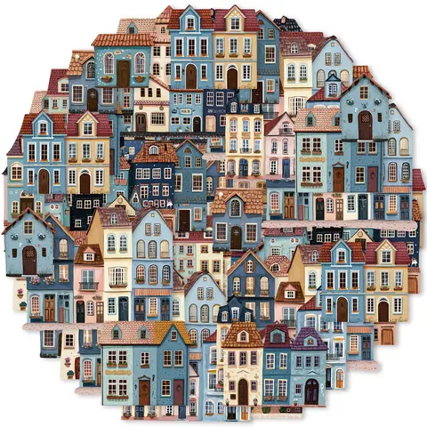 15pcs of Blue Town Simple Small House Building PET Stickers for Use Laptop Luggage Rooms Decoration Phone Cases Album Stickers 8 best sales lego stickers - №3