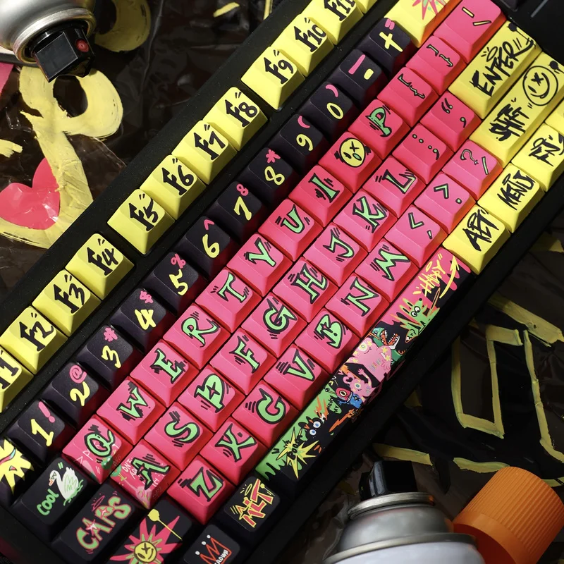 Graffiti Madman Theme Keycaps 146keys Cherry Profile Pbt Hot Sublimation Mechanical Keyboard Customized Cute Keycaps