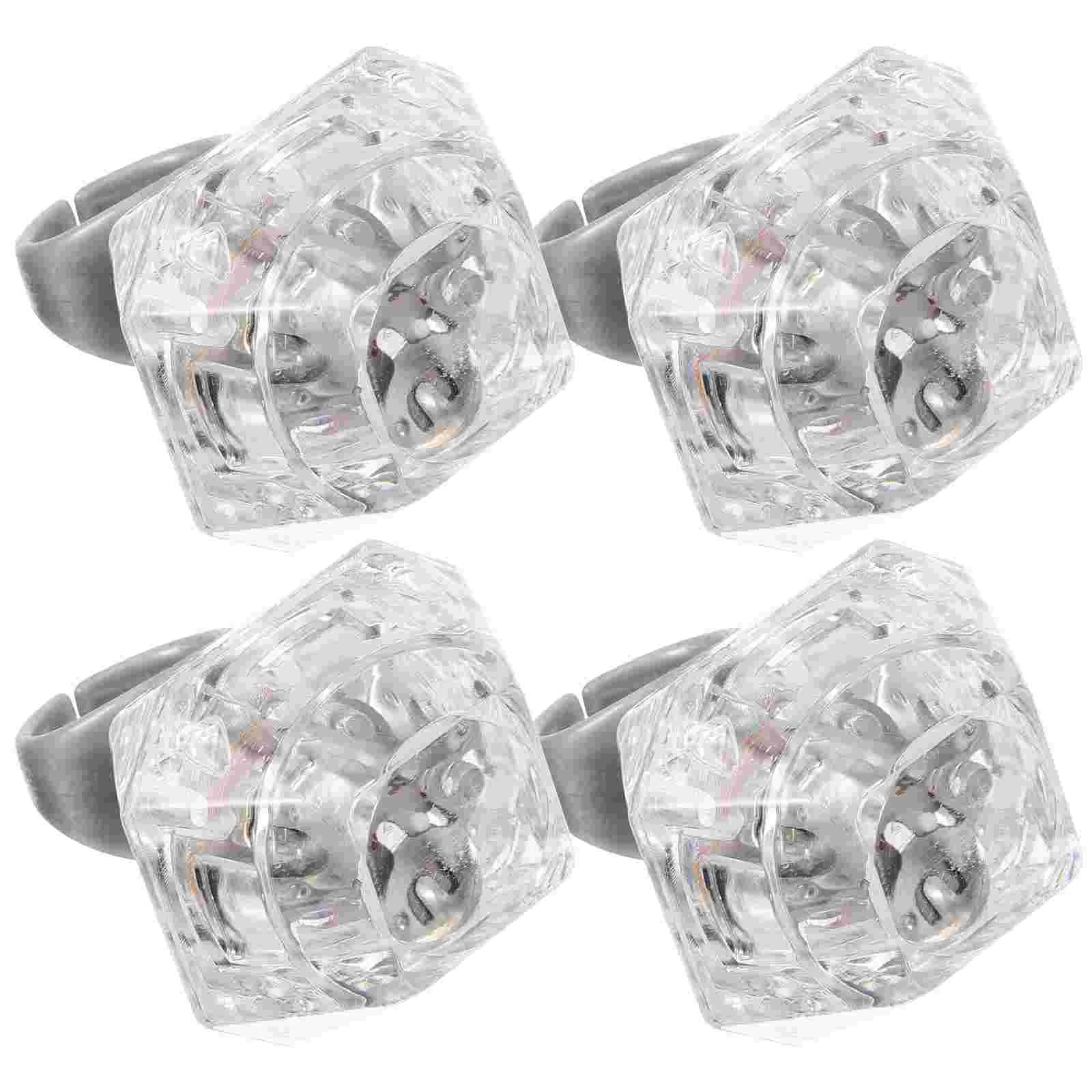 4 Pcs Diamond Ring Finger Rings Toys Glow Supplies Simulation B Delicate Plastic Kids Flashing Light Child